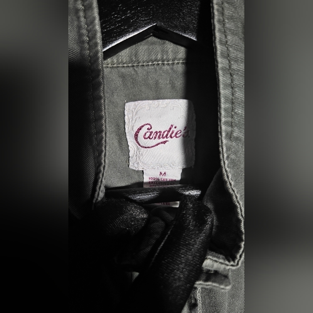 Candie's Green Utility Jacket with Brown Accents - Picture 3 of 4